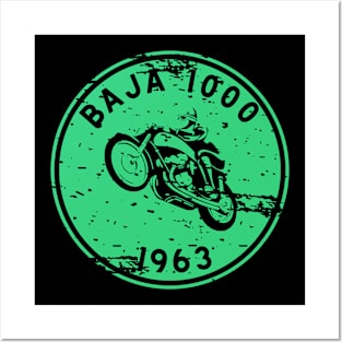 Vintage Motorcycle Race Baja 1000 1965 Posters and Art